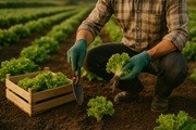 Un maraîcher récolte des légumes